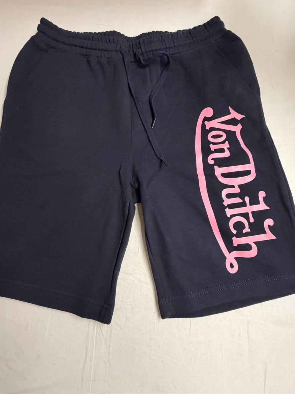 Von Dutch Black Athletic Shorts with Pink Logo